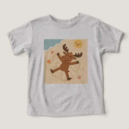 Moose Made a Sand Angel – Whimsical Beach Tee Kids (Design Vorderseite)