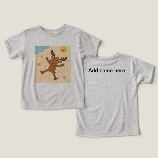 Moose Made a Sand Angel – Whimsical Beach Tee Kids (Design Vorderseite & Rückseite)