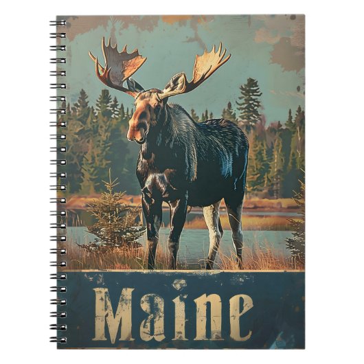 Moose Maine Vintag Notizblock (Vorderseite)