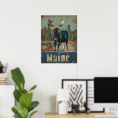 Moose Maine Vintag Poster (Heimbüro)