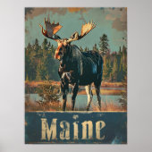 Moose Maine Vintag Poster (Vorne)