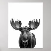 Moose Modern Portrait Schwarz-weiß Poster (Vorne)