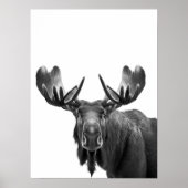 Moose Modern Portrait Schwarz-weiß Poster (Vorne)