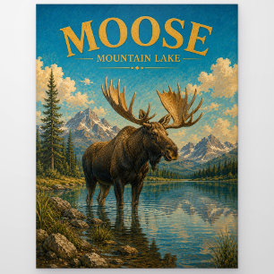 Moose Mountain Lake Wasserfarben GeoSaga Postkarte