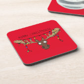 Moose Niedlich Funny Christmas Getränkeuntersetzer (Linke Seite)