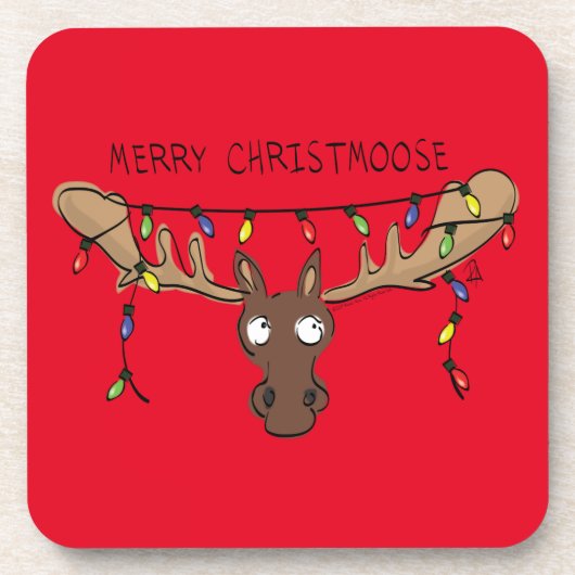 Moose Niedlich Funny Christmas Getränkeuntersetzer (Vorderseite)