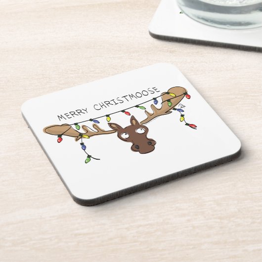 Moose Niedlich Funny Christmas Getränkeuntersetzer (Linke Seite)