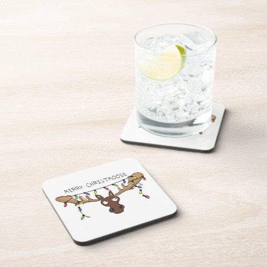 Moose Niedlich Funny Christmas Getränkeuntersetzer (Rechte Seite)