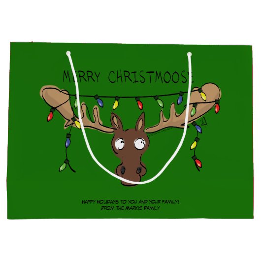 Moose Niedlich Funny Christmas Große Geschenktüte (Rückseite)