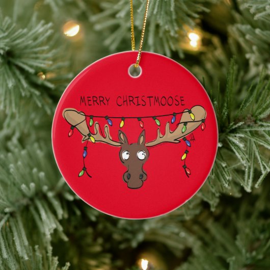Moose Niedlich Funny Christmas Keramik Ornament (Baum)