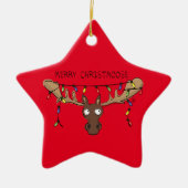 Moose Niedlich Funny Christmas Keramik Ornament (Vorne)