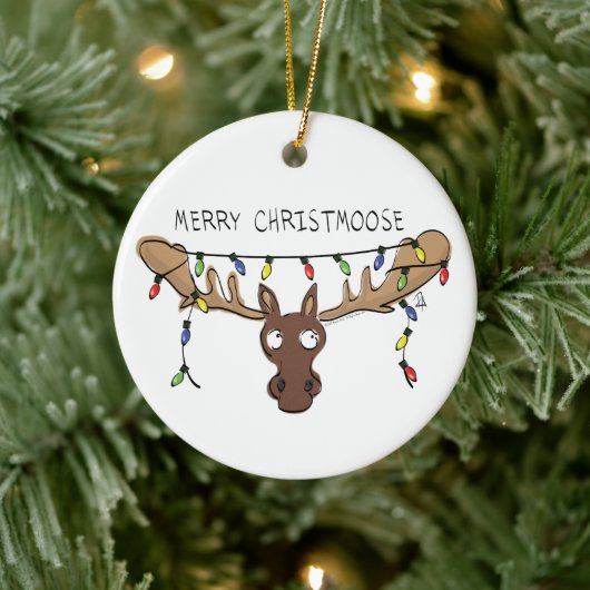 Moose Niedlich Funny Christmas Keramik Ornament (Baum)