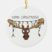 Moose Niedlich Funny Christmas Keramik Ornament (Vorne)