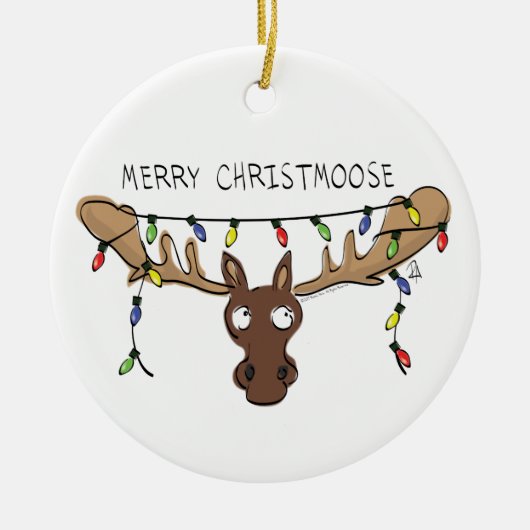 Moose Niedlich Funny Christmas Keramik Ornament (Vorne)