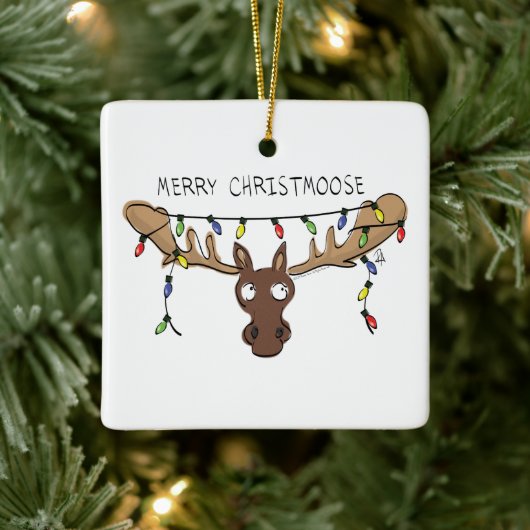 Moose Niedlich Funny Christmas Keramikornament (Baum)