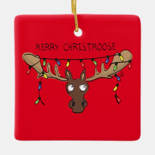 Moose Niedlich Funny Christmas Keramikornament (Vorderseite)