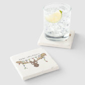 Moose Niedlich Funny Christmas Steinuntersetzer (Seitenansicht)