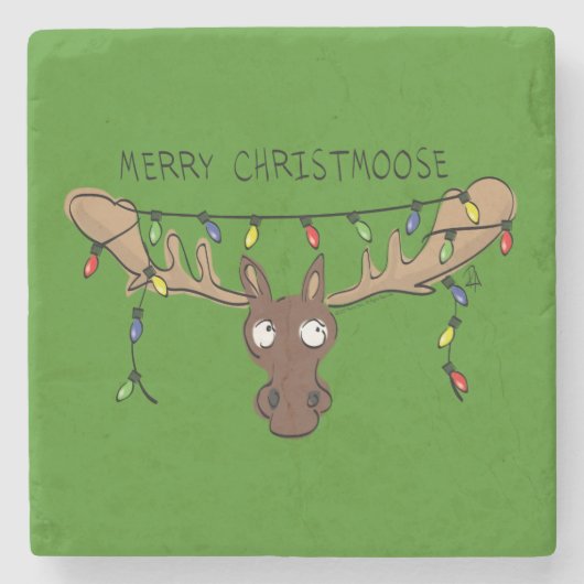 Moose Niedlich Funny Christmas Steinuntersetzer (Vorderseite)
