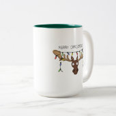 Moose Niedlich Funny Christmas Zweifarbige Tasse (VorderseiteRechts)