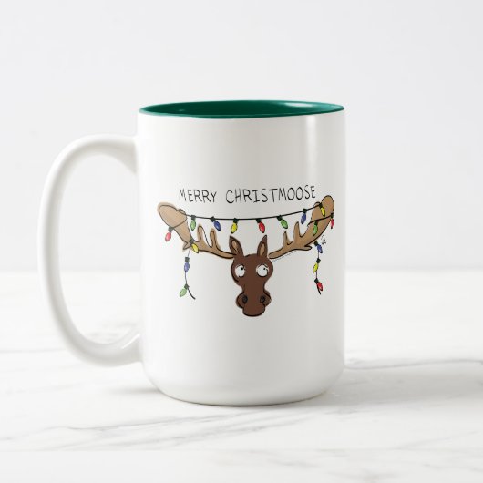 Moose Niedlich Funny Christmas Zweifarbige Tasse (Links)