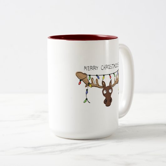 Moose Niedlich Funny Christmas Zweifarbige Tasse (VorderseiteRechts)