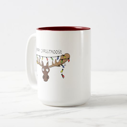 Moose Niedlich Funny Christmas Zweifarbige Tasse (Vorderseite Links)