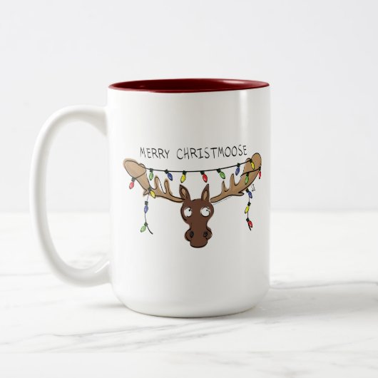 Moose Niedlich Funny Christmas Zweifarbige Tasse (Links)