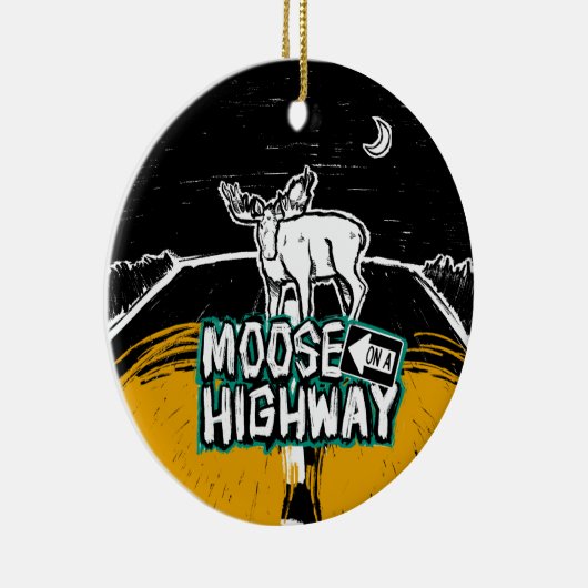 Moose on a Highway Ornament (Rechts)