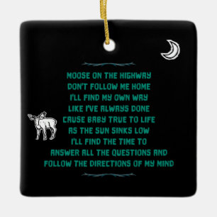 Moose on a Highway Texte Ornament