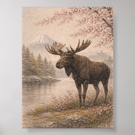 Moose poster, Canadian Wildlife Art, Forest Anim Poster (Vorne)