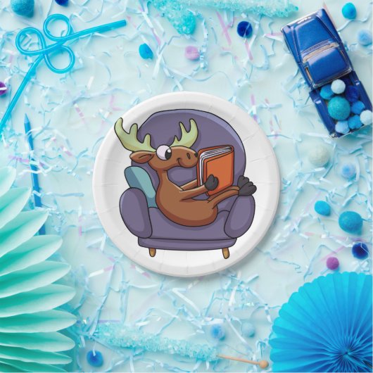 Moose reading a book wir haben Sofa Choose back co Pappteller (Party)