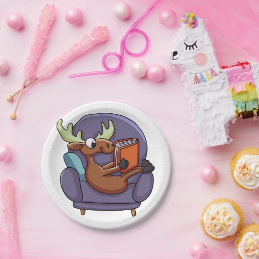 Moose reading a book wir haben Sofa Choose back co Pappteller (Party)