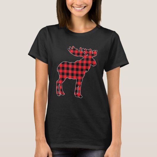 Moose Red Buffalo Kariert Matching Pajama Family T-Shirt (Vorderseite)