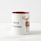 Moose Red Hearts Christmas Zweifarbige Tasse (Mittel)