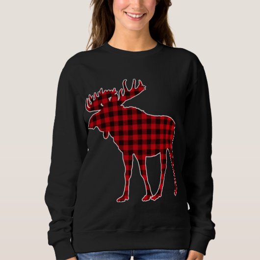 Moose Red Kariert Buffalo Matching Pajama Sweatshirt (Vorderseite)