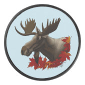 Moose Red Maple Blätter Eishockey Puck (Vorderseite)