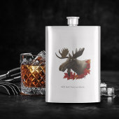 Moose Red Maple Blätter Flachmann