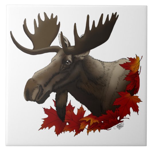 Moose Red Maple Blätter Fliese (Vorderseite)