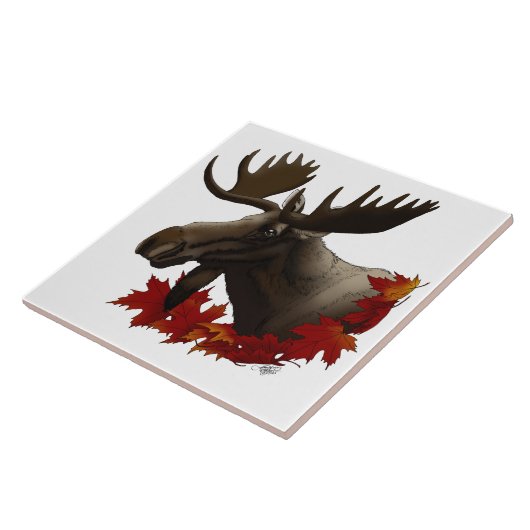 Moose Red Maple Blätter Fliese (Seite)