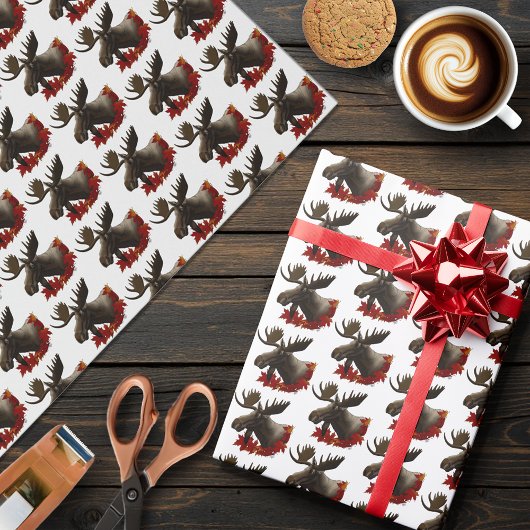 Moose Red Maple Blätter Geschenkpapier