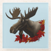 Moose Red Maple Blätter Glasuntersetzer (Vorderseite)