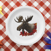Moose Red Maple Blätter Pappteller