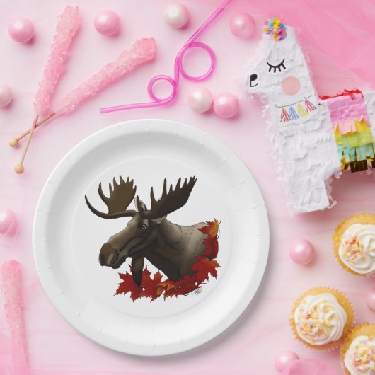 Moose Red Maple Blätter Pappteller (Party)