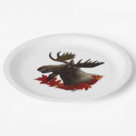 Moose Red Maple Blätter Pappteller (Schrägansicht)