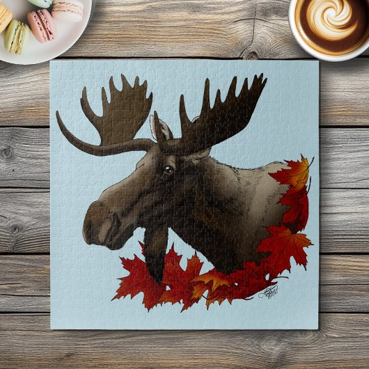 Moose Red Maple Blätter Puzzle