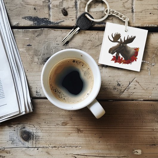 Moose Red Maple Blätter Schlüsselanhänger