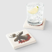 Moose Red Maple Blätter Steinuntersetzer (Seitenansicht)