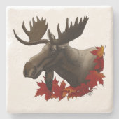 Moose Red Maple Blätter Steinuntersetzer (Vorderseite)