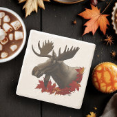 Moose Red Maple Blätter Steinuntersetzer
