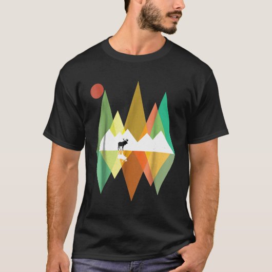 Moose Retro T - Shirt Vintages Wandern (Vorderseite)